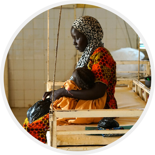 A mother with her child in a clinic